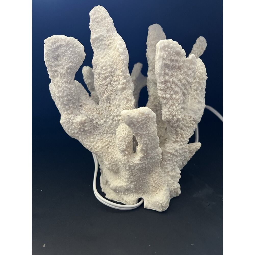 Small Coral Table Accent Lamp Coastal Ocean Beach Organic Realistic Resin 7.5”H - Picture 4 of 12